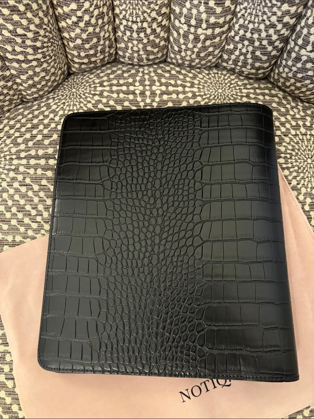 Notiq CLASSIC Sz Midi Desk Folio Agenda Classic 9-Disc Planner Cover Black Croc